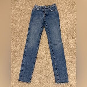 Free People We The Free Distressed Button-Fly Jeans Size 24